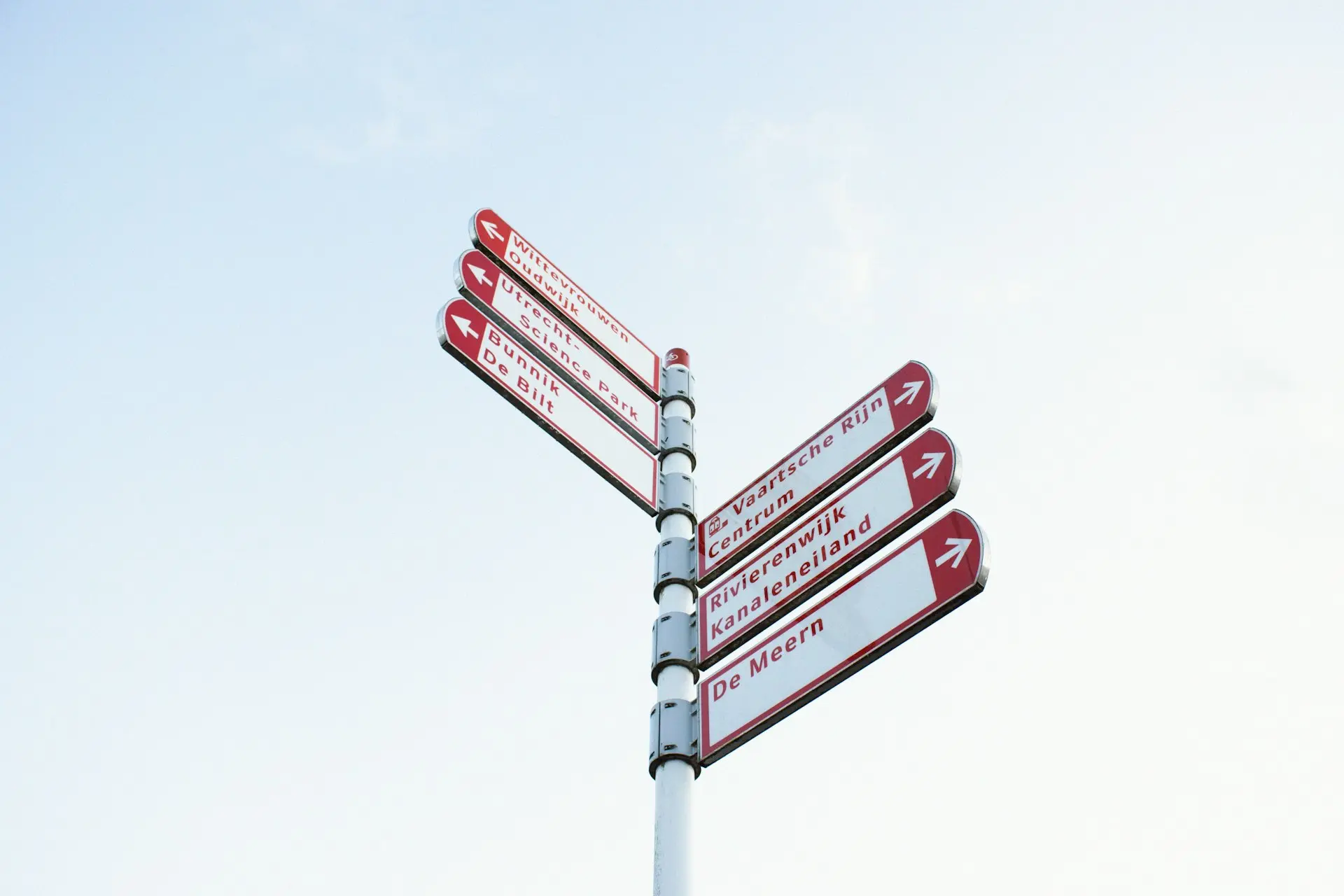 red and white street sign
